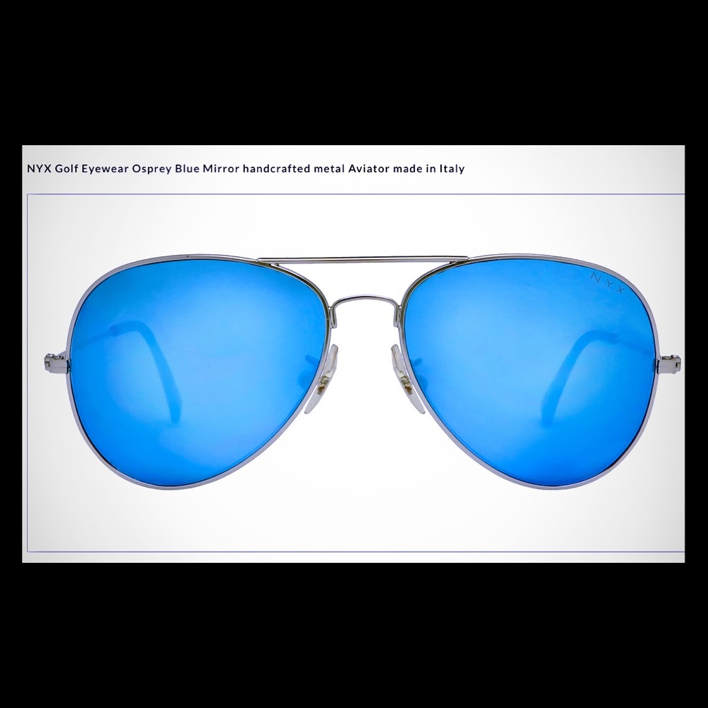 NYX Osprey Blue Metal Aviator Made in Italy NWOT